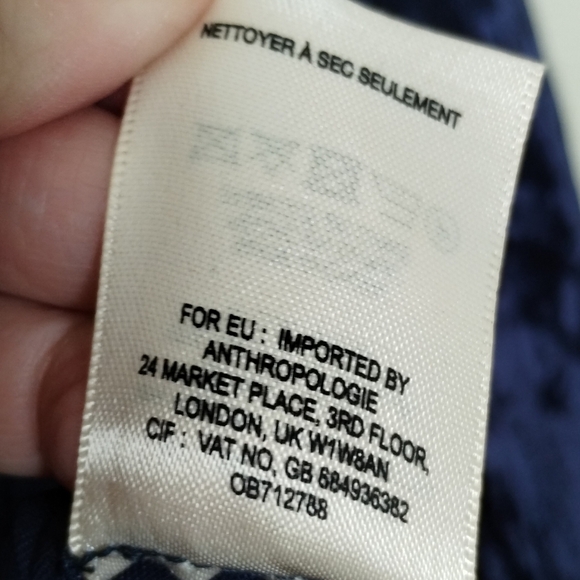 Anthropologie MAEVE Button Down Tunic Top Crushed Velvet Velour Navy Size 6 - Picture 8 of 8